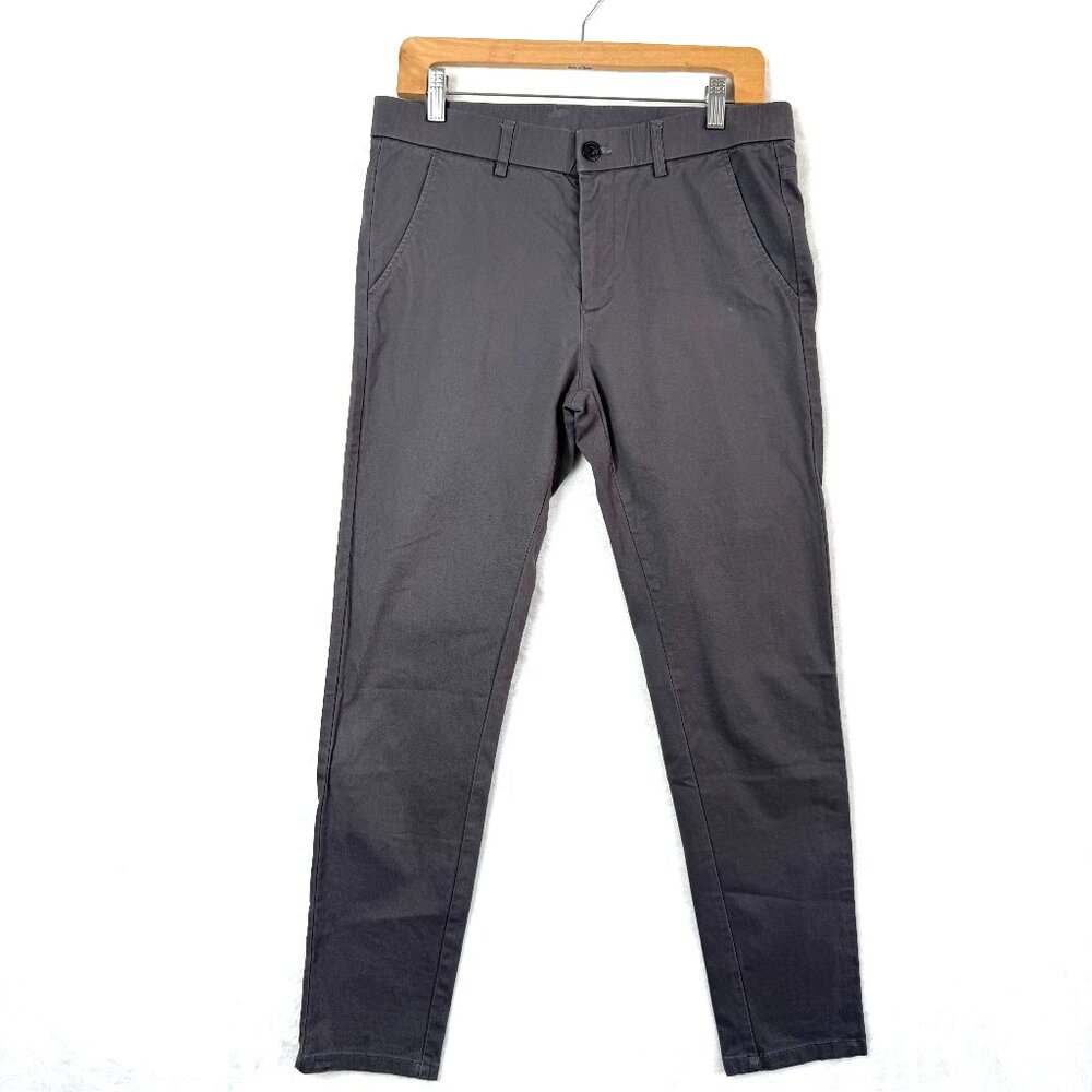 Plaid and Plain Slim Skinny Fit Tapered Trousers Stretch Pants Mens 31 Gray